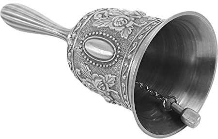 SUNGOO Hand Glocke, Metall Ton Hand Service Anruf Glocke Tisch Glocke Tee Abendglocke Spielglocke, Glocke Silber