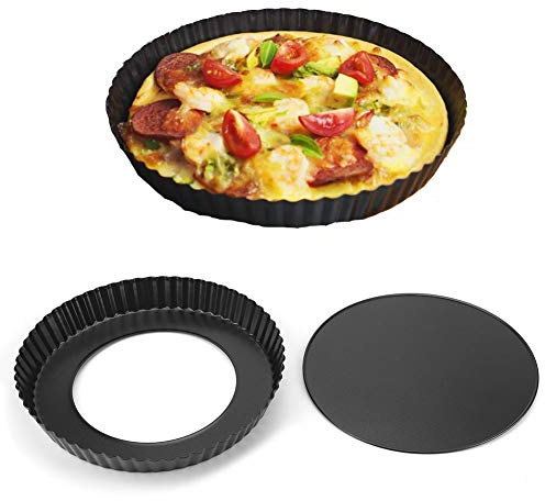 Hztyyier 9 pouces Moule à Tarte à Fond Amovible, Moule à Quiche Antiadhésif pour Tarte Pizza Gâteau Rond