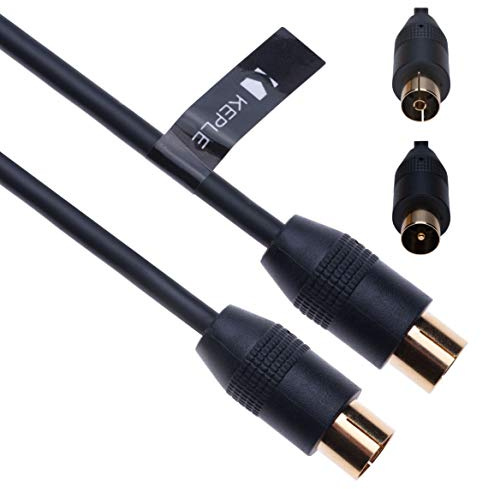 Keple RF Coaxial Cable TV Aerial Lead 3m Coax Plug Male to Female Antenna Socket Extension for Freeview, SKY/SKY HD, Virgin, BT, DVD, VCR Connect to Television | Gold M-F Connector (Black)