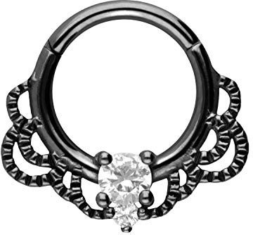 PIERCINGLINE Chirurgenstahl Segmentring Clicker | ORIENTALISCHES DESIGN | Piercing Ring Nase Septum Ohr Helix Tragus | Farbauswahl