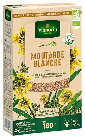 Vilmorin - Graines de Moutarde blanche BIO, boite de 375 grs