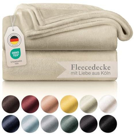 Blumtal Kuscheldecke flauschig - Oeko-TEX zertifizierte Fleecedecke 150x200 cm - Wohndecke 150x200 cm - Wohn- & Kuscheldecke Beige 150x200 - Fleecedecke Beige - Kuscheldecke flauschig