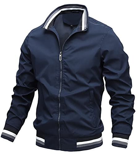 AIEOE Herren Bomberjacke Leichte Übergangsjacke Casual Stehkragen Herbst Frühling Bomber Jacke Sportjacke mit Reißverschlusstaschen - L-6XL=(EU/US S-4XL)