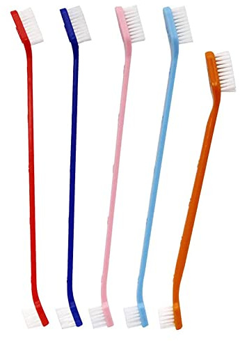 5 Pcs Pet Toothbrush Dual Headed Long Handle Dog Toothbrushes for Pet Dental Care