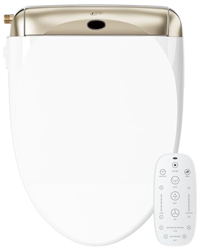 LEIVI Electric Bidet Toilet Seat with Wireless Remote and Side Panel, Multiple Spray Modes, Adjustable Heated Seat, Warm Water and Air Dryer, Auto LED Nightlight, Elongated
