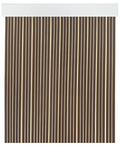 Acomoda Textil - Cortina Interior o Exterior PVC para Terraza, Jardín, Balcón y Patio. Panel con Barra de Aluminio Antimoscas e Insectos Fácil Instalación. (Marrón/Beige, 90x210 cm)