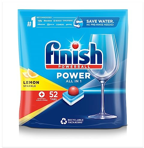 Finish Power All in One Dishwasher Tablets 52 Lemon, 1 Count (Pack of 52)