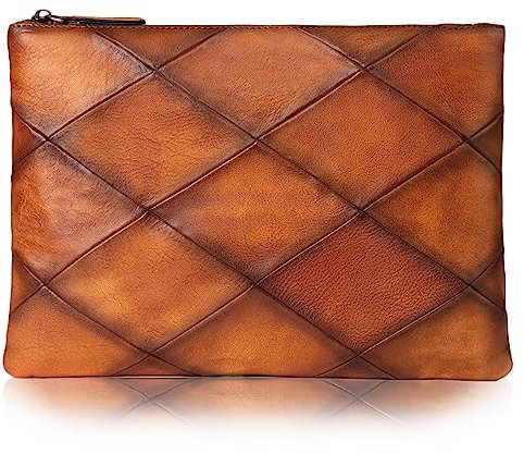 Karoukee Große Herren Clutch Tasche Top Leder Business Handtasche Geldbörse für 9,7 Tablet Vielseitige Aktentasche Handgelenktasche Geldbörse Herretasche für Männer