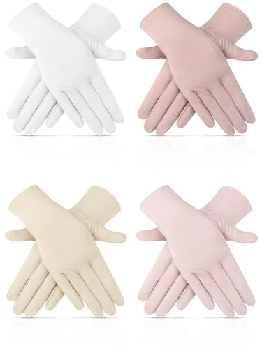 Leumoi 4 Paar Damen-Fahrhandschuhe, Sonnenschutz, UV-Handschuhe, Touchscreen-Sonnenhandschuhe, Damen-Fahrradhandschuhe, Sonnenblock-Handschuhe