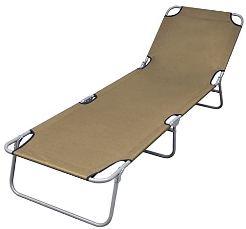 Gartenstuhl, klappbare Sonnenliege mit Verstellbarer Rückenlehne, Taupe, mit Farbe: Taupe