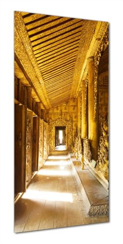 Wallario Selbstklebende Duschrückwand 70 x 180 cm mit Motiv Buddhistischer Tempel aus Holz - Mandaley - Wandverkleidung Fließenersatz mit Hochglanzlaminat in Glasoptik