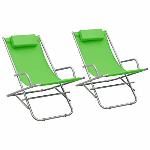 LAPOOH Schaukelstühle 2 STK. Stahl Grün, Schaukelsessel, Sessel Wohnzimmer, Stillsessel, Schwingsessel, Ohrensessel, Tv Sessel, Rocking Chair, Relaxsessel