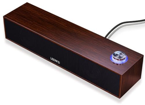ZhenBaoTian Haut-parleurs d'ordinateur sans fil en bois pour bureau, haut-parleur PC avec Bluetooth et connexion USB filaire pour moniteur, ordinateur portable, tablettes, téléphone portable