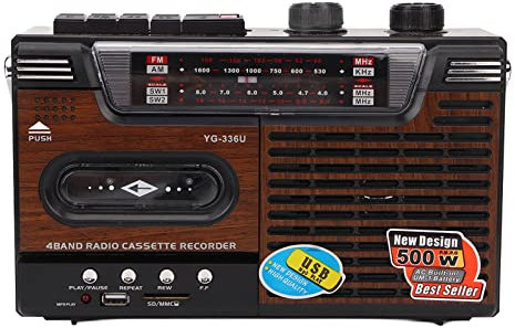 Tragbarer Kassettenrekorder, Starkes Signal, AM-FM-Radio, Unterstützt Speicherkarte, USB, Einfaches Design, Ideal für ältere (EU-Stecker)