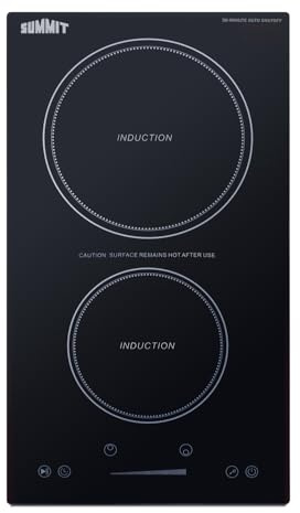 Summit 12 Induction Cooktop, 2 Cooking Zones, 208-240V Electric Cooktop With 30-Minute Safety Shutoff, ADA Compliant Design, Black - SINCH230V2B
