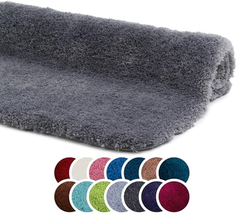 liebling Superior Badteppich mit Anti-Rutsch-Beschichtung, 100% Polyester (Mikrofaser), 50 x 70 cm, 30 Grad waschbar, Fußbodenheizung geeignet, Farbe: anthrazit