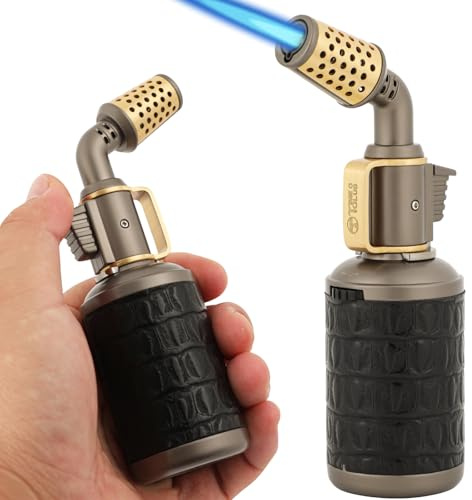 Blow Torch, Professional Kitchen Cooking Butane Torch with Safety Lock Adjustable Refillable Multipurpose Flame Refillable BBQ, Baking, Brulee Creme, Crafts and Soldering(Butane Gas Not Included)