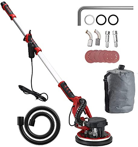 Levigatrice per cartongesso, lucidatrice elettrica a giraffa, velocità variabile 800-1900 giri/min, levigatrici per muri elettriche, luci doppie a LED a 360° con illuminazione, impugnatura di prolun