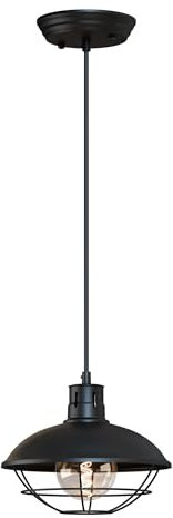 Lámpara colgante vintage industrial náutica de pescador colgante de metal con jaula para sala de estar, cafetería, cocina, restaurante (estilo 1, con bombilla)