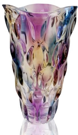 Colorful vase, Crystal Glass Large Vase Decorative Colorful Flower Vase Plant Container, for Home Decor,Wedding Decor,Centerpieces,Party