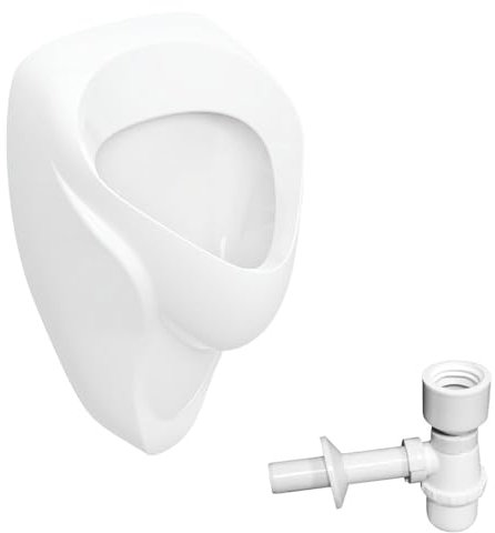 VBChome Urinoir mural 38 x 35 x 64,5 cm - Blanc - Moderne - Qualité supérieure - Céramique - Pissoir mural - Siphon
