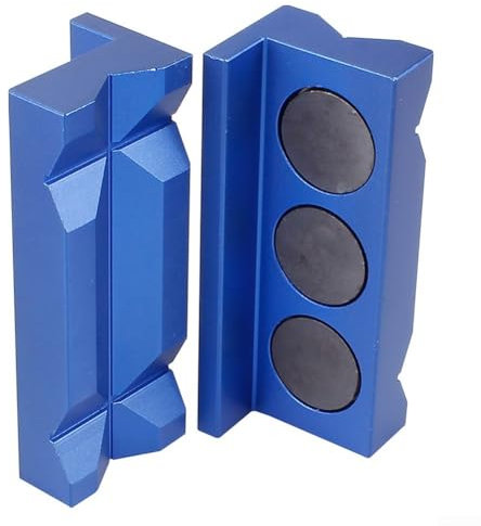 4Inch Vise Jaws Pads， Magnetic Aluminum Vise Jaw Pads Vise Jaw Protective Inserts, Aluminum Alloy Vise Jaws Pad for Woodworking (Blue)