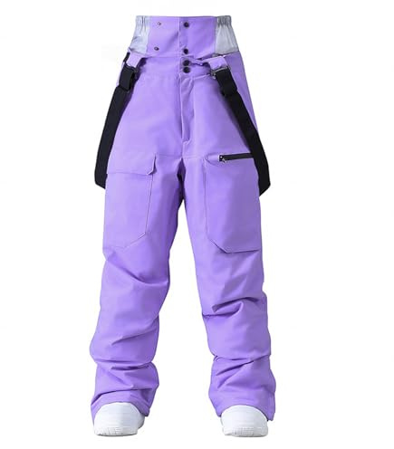 ALSOGO Damen Baggy Skihose Wasserdicht Isolierte Latzhose Winter Herren Snowboard Verstellbare Hosenträger Schneehose Winddicht Outdoor Warme Hose