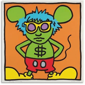 GAJUYL Keith Haring Poster, Pop-Art, Andy Mouse One Plate, 1986, Wandkunst, Leinwanddruck, Kunstposter, Heimdekoration, Gemälde, ungerahmt, 40 x 40 cm