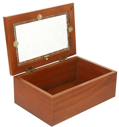 Ciieeo Schmuckkästchen Aus Holz Mit Glasdeckel Tragbare Aufbewahrungsbox Für Schmuck Uhren Schlüssel Retro-design Für Schreibtischdekoration