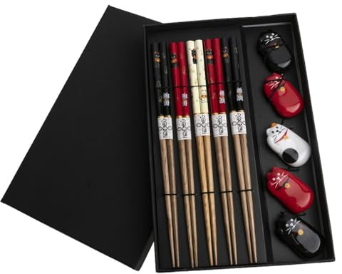 lachineuse COFFRET BAGUETTES ET SUPPORTS - MANEKI NEKO - Tradition du Japon | Tradition du Japon - Chopsticks - Sushi, Ramen, Nouilles & Riz - Cadeau Cuisine Asiatique Chinoise