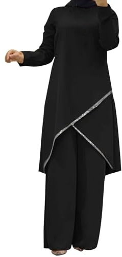 Generisch Arabische Kleidung Damen, Damen Hijab Muslimisch Kleid Robe Muslim Dresses for Women Einfarbig Dubai Islamische One-Piece Long Sleeve Türkisches Katfan Muslimische Islamic Prayer Dress