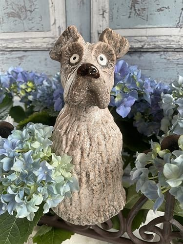 windschief-living Charmanter Zaunhocker,Zaunstecker Hund Katja, Zaunfigur aus Keramik,Gartendeko