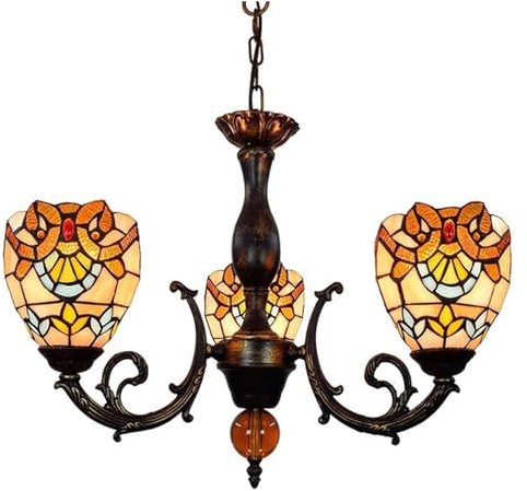 HXZJUIKL Lámpara Colgante Retro de 3 Brazos con Pantalla de vitral de 6 Pulgadas lámpara de Techo Accesorio de iluminación para Barra de Cocina.,