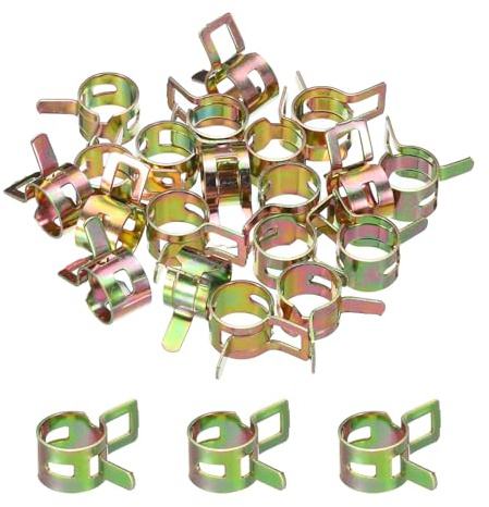 sourcing map ID 10mm 3/8 Inch Fuel Line Hose Clips, Pipe Spring Hose Clamp,Low Pressure Air Clamp, Water Pipe Air Tube Vacuum Hose Clips Fastener Pack of 60