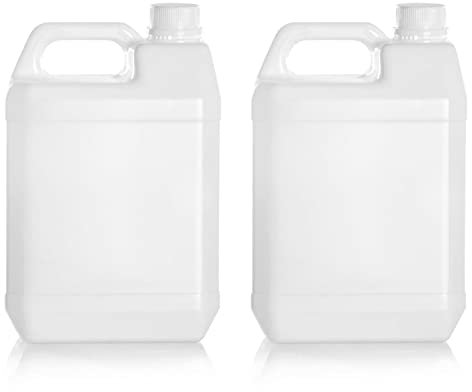 Acan Tradineur - Pack de 2 garrafas de plástico translúcido, aptas para Uso alimentario, bidón, Tangue, Jarra, Ideal para almacenar y Transportar Agua, Bebidas, líquidos (5 litros)
