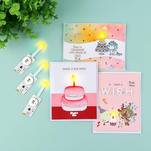 3 Stück ausblasende LED-Kerzenlichter für beleuchtete Geburtstagskarten, Bastelkerze, LED-Ligith für Karten, Scrapbook-Layouts, Pop-ups und spezielle Geburtstagsdesigns ohne Batterien