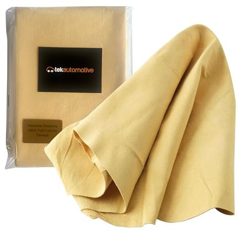 Tek Automotive Chamois Leathers for Cars – Professional Grade XXL Full Cod Oil Tanned Car Chamois Leather – 100% Real Shammy Leather Cloth for Car Drying & Polishing