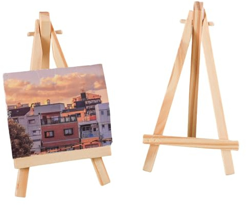 2 Stück Holz Tischplatte Kunst Anzeige Easels, Mini Easel Dreieck Rahmen, Desktop Halter Ständer für die Anzeige, Leinwand, Zeichnung, Gemälde, Hochzeiten, Kinder Kunst & Handwerk