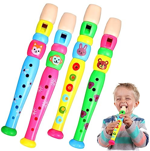 BESPORTBLE 4stücke Plastikflöten Bunte Kinderflöten Mit Tiermotiven Pädagogisches Musikinstrument Für Anfänger Musikunterricht Und Partys Jungen Mädchen