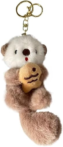 Portachiavi peluche lontra carina – morbido peluche portachiavi con design unico di lontra per bambini, ragazzi e adulti – come ciondolo per zaino, borsa o ornamento, plush keychain regalo originale