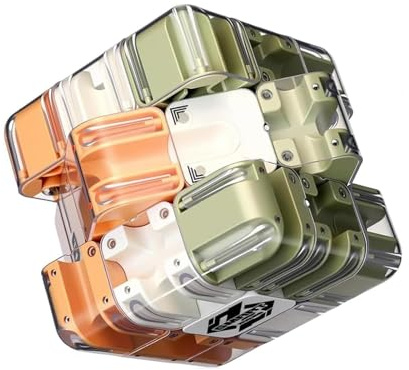 Large 3D Labyrinth Cube Puzzle,Start 3D Maze Cube Puzzle,Engaging Brain Teaser Toy Logical Challenge Maze Toy Large Clear Transparent Brain Teaser with Green and Orange Sections