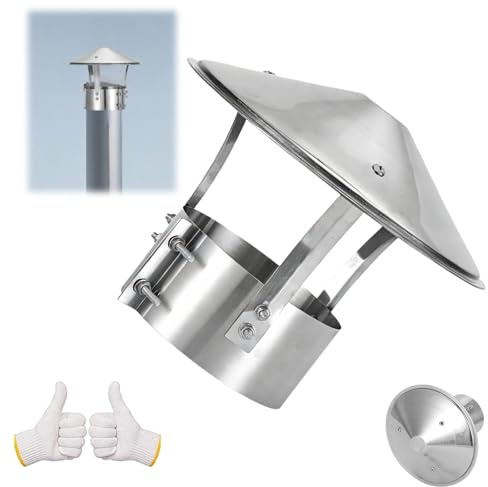Comignolo Antivento Antipioggia, Terminale Canna Fumaria 75mm 90mm 120mm 160mm 200mm, Abbattitore Fumi Stufa Pellet, Cappello Scarico, per Sfiato del Tetto(200mm/8in)