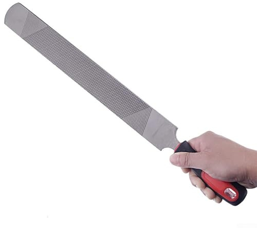 Lima de metal para escofina de caballo para uso de herrador, herramienta de corte ecuestre de 14 pulgadas, equipo de reparación y calzado de herradura, acabado rojo/plateado (1 unidad) (B)