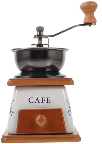 DIYEAH Moulin à Café Manuel en Céramique Vintage Mini Broyeur Portable 1 Pièce pour Grains de Café Usage Domestique Base Antidérapante Compact et Pratique Cuisine