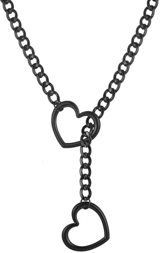 MIYUEFAN Choker Kette Damen, Herz Slip Choker Halsband Punk Rock Gothic Kubanische Kette Einstellbare 14K Vergoldet Edelstahl Modeschmuck Accessoire für Frauen und Männer