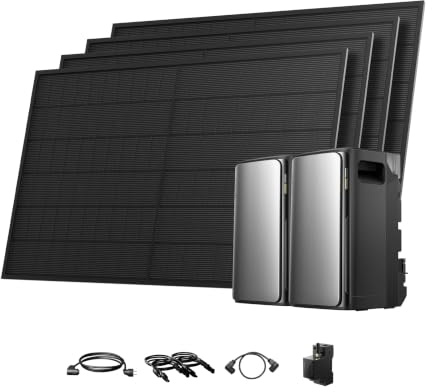 Powerness® All in One 2000W Balkonkraftwerk mit Speicher 3840Wh, 2× ECOFLOW STREAM Ultra mit 4 MPPT, 4× 500W Full Black Bifaziale Solarmodule, Zubehör Komplettset, Plug & Play (0% MwSt)