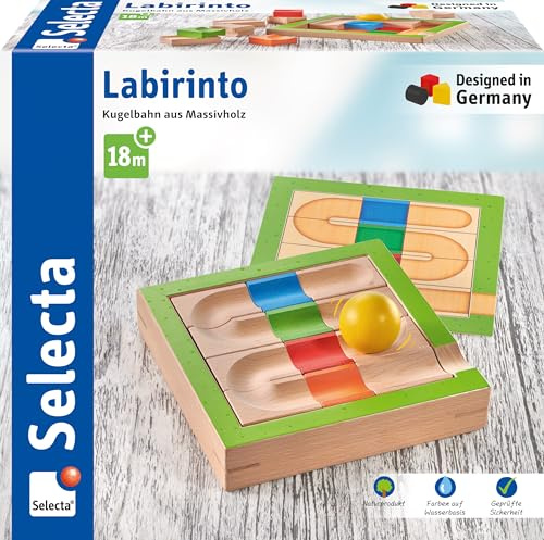 Selecta 62103 Labirinto Kugelbahn aus Holz, 16 Teile | Motorikspielzeug