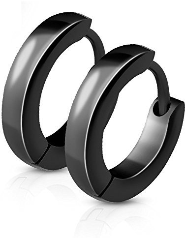 Bungsa Schwarze Schmale Creolen | Hochwertige Edelstahl-Ohrringe für Damen & Herren