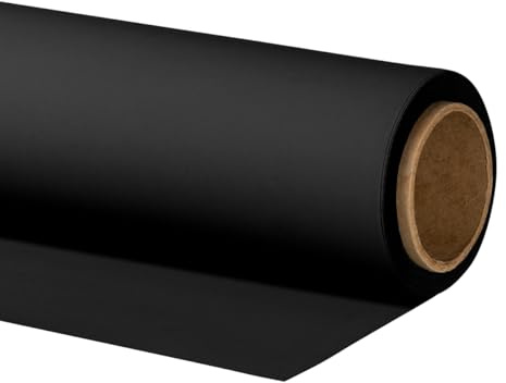 Walimex pro Fotohintergrund aus Karton 1,35x10m, schwarz I Fotoleinwand als Backdrop für den professionellen Fotostudio Einsatz I Ideal für Produktfotografie I reflexfrei, strapazierfähig & zum Rollen