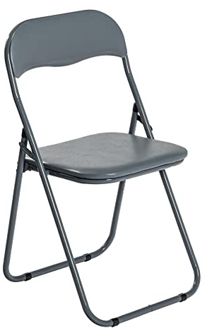 Harbour Housewares Padded Folding Chair - Solid Grey - Pack of 1 - Easy Store Metal Frame Foldable Desk Chair for Office, Dining, Kitchen